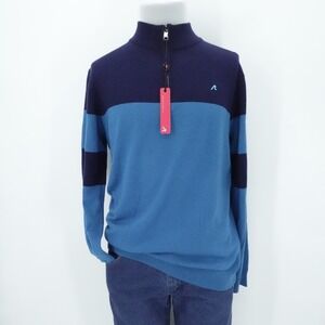 Redvanly Sweater Mens Medium Seaport Sanders Merino Quarter Zip Preppy Casual